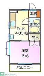 ブリーズ粕壁東 1DKの間取図画像