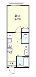 ao北越谷 1Kの間取図画像