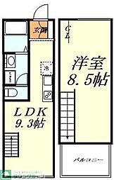 ラフィーネ北越谷 1LDKの間取図画像