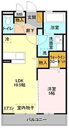 プレ・ド・ラ・ガールせんげん台 1LDKの間取図画像