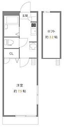 メインシティガーデンレジデンス吉川 1Kの間取図画像