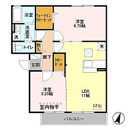 ハイライズ 2LDKの間取図画像
