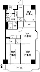 T'sgarden越谷大袋 2LDKの間取図画像
