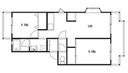 メゾン赤井 2LDKの間取図画像