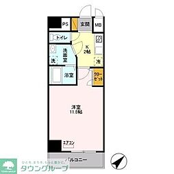 キャメロット新越谷 1Kの間取図画像