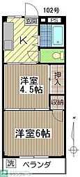 針谷ハイツ 2Kの間取図画像