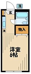 パークサイドハイツ 2階1Kの間取り