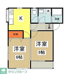 エステートピアY＆E 2階2Kの間取り