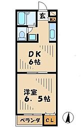 小田急多摩線 栗平駅 徒歩20分の賃貸アパート 1階1DKの間取り
