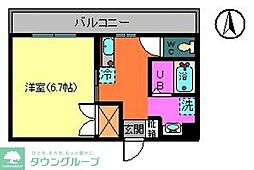 トレセリア暁町 1Kの間取図画像