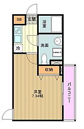 Nプラス八王子 1Kの間取図画像