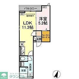 D-ROOM万町II 1LDKの間取図画像