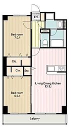 フォルトゥーナ元本郷 2LDKの間取図画像