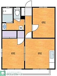 第6登陽コーポ 2DKの間取図画像