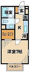 B-クレセント 1Kの間取図画像