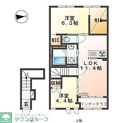 ハートランド長沼I 2LDKの間取図画像