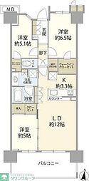 オハナ豊田多摩平の森 3LDKの間取図画像
