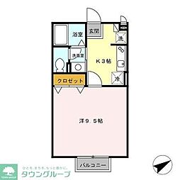 ハイツクラール 1Kの間取図画像