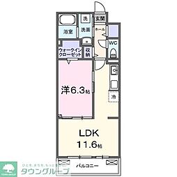 グランツ宇津木 1LDKの間取図画像