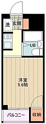 国立ロイヤルP-1 ワンルームの間取図画像