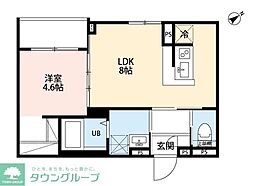 robot home 中河原(ロボットホーム ナカカワガラ) 1LDKの間取図画像