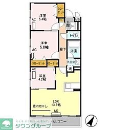 クレア立川 3LDKの間取図画像