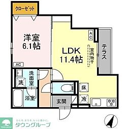 D-asset矢崎町 1LDKの間取図画像