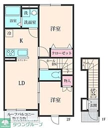 稲城市坂浜アパート 2LDKの間取図画像