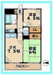 マイコート稲城 2DKの間取図画像
