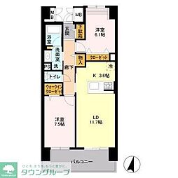 ロイヤルパークス若葉台 2LDKの間取図画像