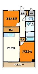 グランシェール豊田 2DKの間取図画像