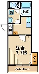 フラット・ミタニ 1Kの間取図画像