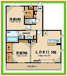メディフィス西府 2LDKの間取図画像