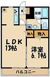 グランソレアード 1LDKの間取図画像
