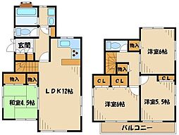 小田急多摩線 唐木田駅 3.3kmの賃貸一戸建て 2階4LDKの間取り