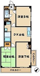 京王相模原線 京王永山駅 徒歩10分の賃貸マンション 2階3DKの間取り