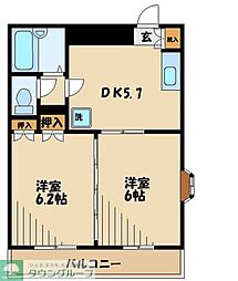 パステル・相模原 2DKの間取図画像