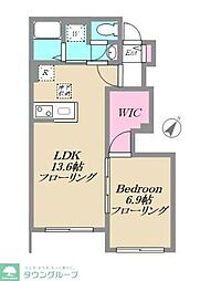 リバーサイドヴィレッジ3 1LDKの間取図画像