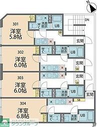 カインドネス相模原 1Kの間取図画像