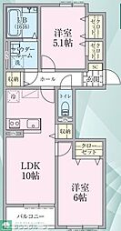 リケナ矢野口 2LDKの間取図画像