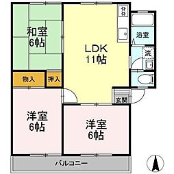 TAPサンハイツC 3LDKの間取図画像