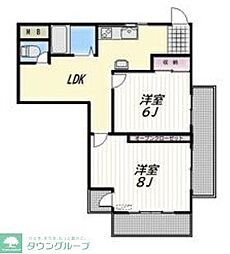 ＬＵＮＡ 4階2LDKの間取り