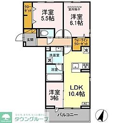 リシェスみのり台 A棟 3LDKの間取図画像