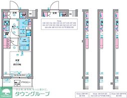 GENOVIA天王台 2階1Kの間取り