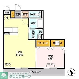 レジデンス三郷I 1階1LDKの間取り