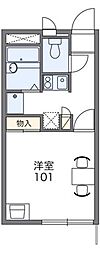 レオパレスイーストハイツ 2階1Kの間取り