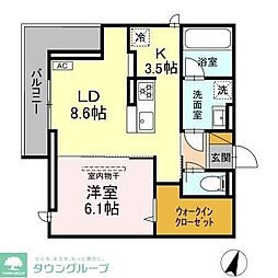 リシェスみのり台　A棟 3階1LDKの間取り