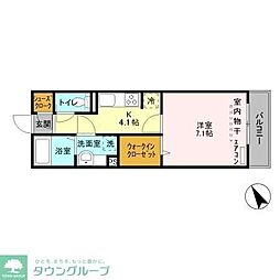 ポム・アール 1Kの間取図画像