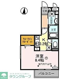 クランスール 1Kの間取図画像