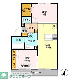 プリムローズ美南 2LDKの間取図画像